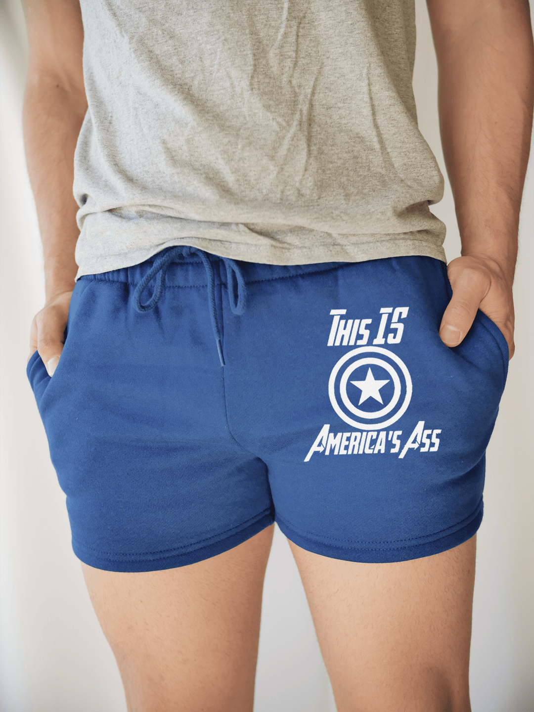 PixelThat Punderwear Shorts Royal Blue / Sm / Front This Is America's Ass Men's Gym Shorts