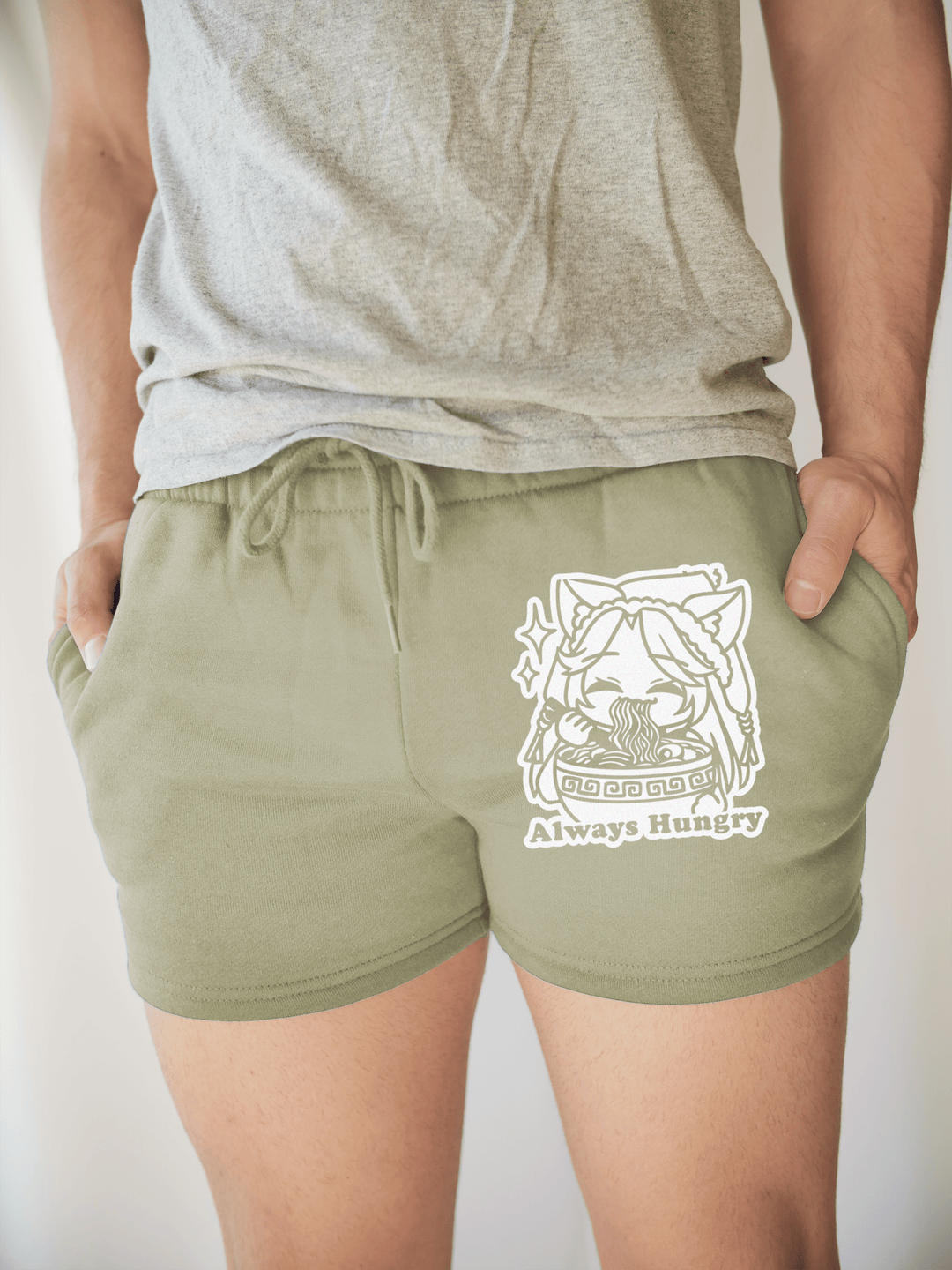 PixelThat Punderwear Shorts Sage / S / Front Always Hungry Men's Gym Shorts