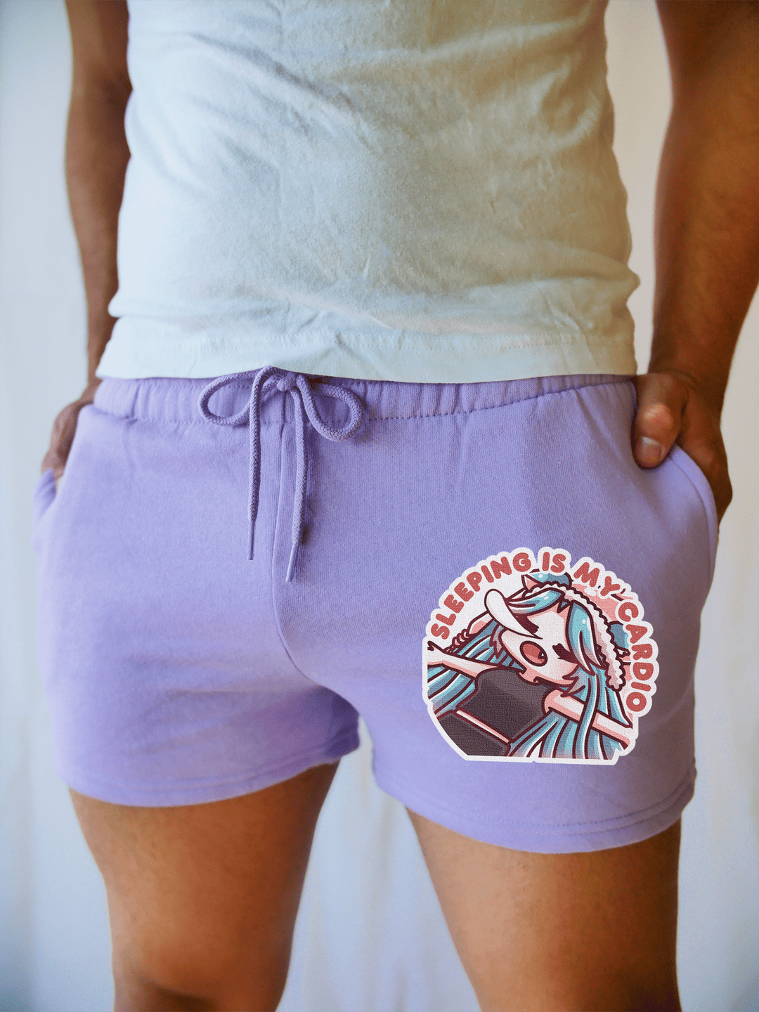 PixelThat Shorts Lavender / S / Front Sleeping Is My Cardio Pixel PJ SweatShorts