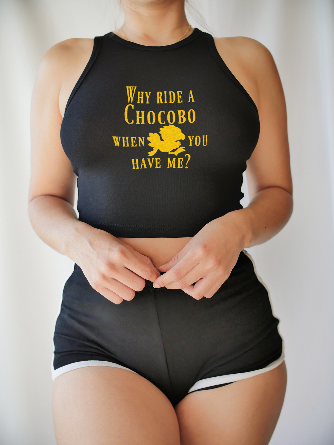 Why Ride A Chocobo? Cropped Tank Top