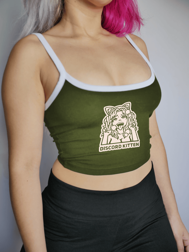 PixelThat Punderwear Tops Olive / Small Discord Kitten Crop Top