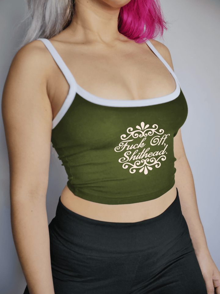 PixelThat Punderwear Tops Olive / Small F*ck Off Sh*thead Crop Top