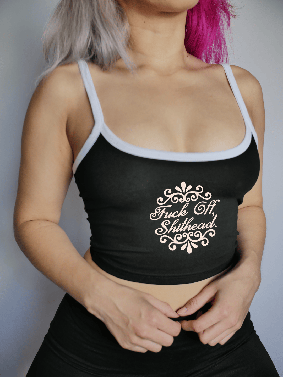 PixelThat Punderwear Tops Black / Small F*ck Off Sh*thead Crop Top