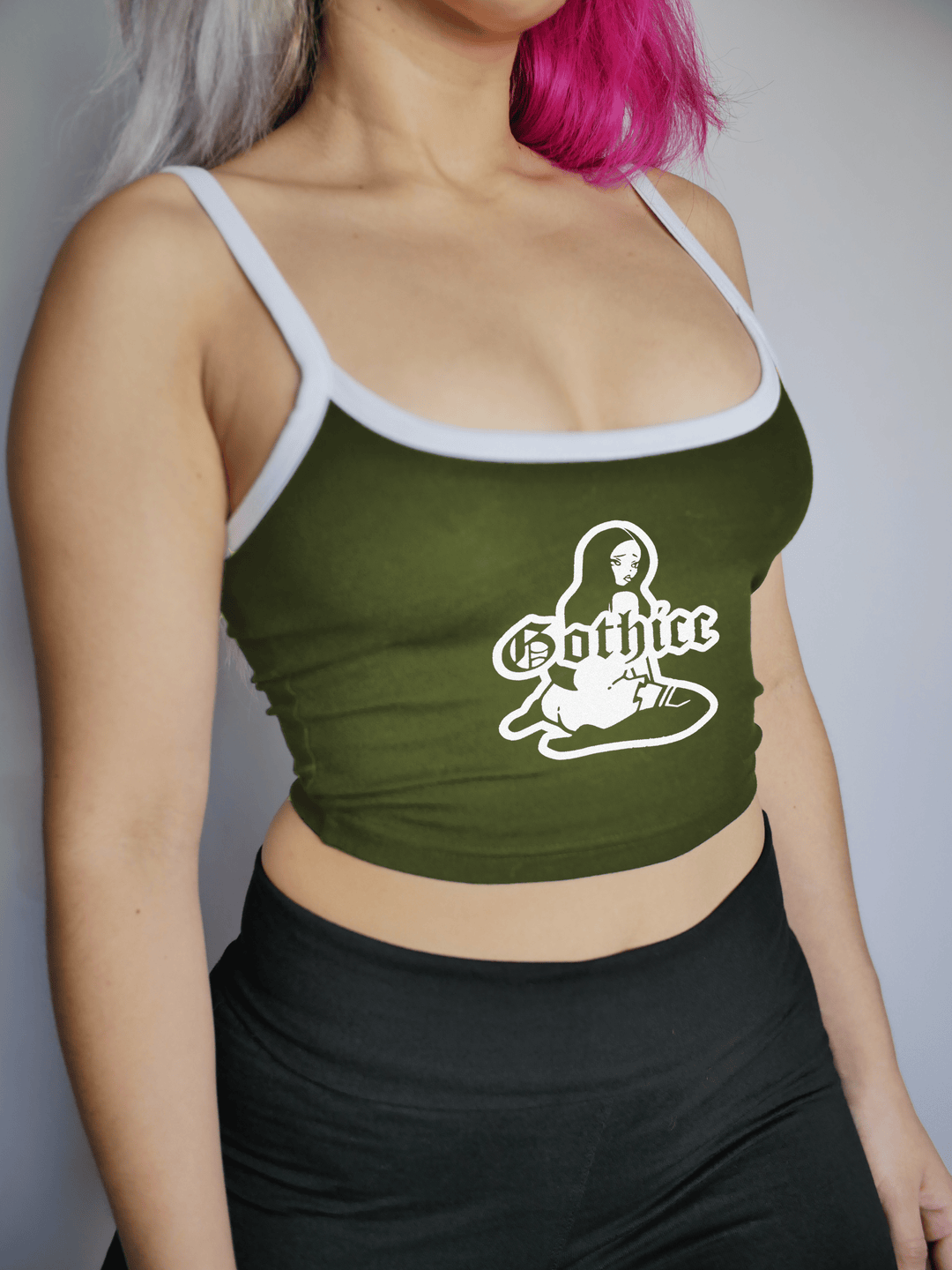 PixelThat Punderwear Tops Olive / Small Gothicc Crop Top