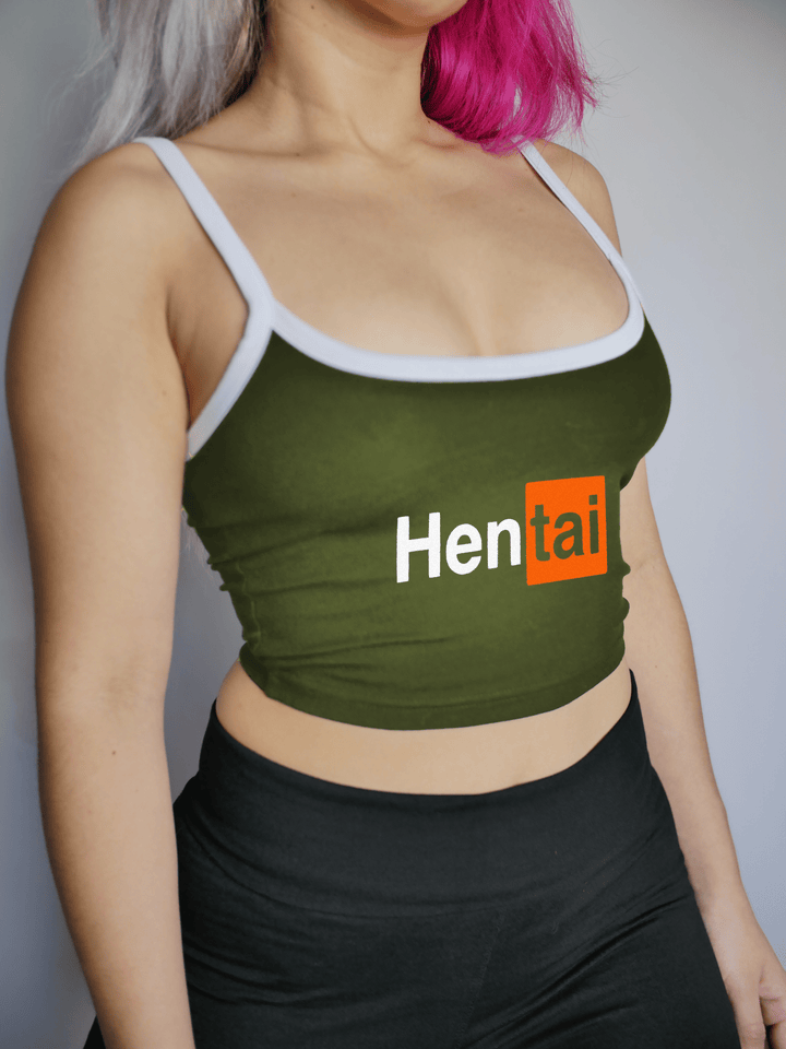 PixelThat Punderwear Tops Olive / Small Hentai Crop Top