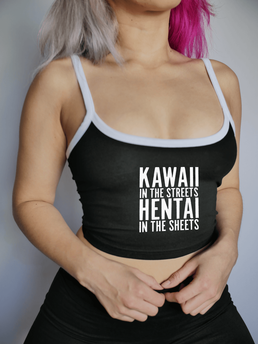 PixelThat Punderwear Tops Black / Small Kawaii Hentai Crop Top