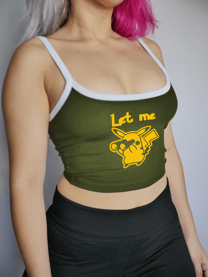PixelThat Punderwear Tops Olive / Small Let Me Peek at Chu Crop Top