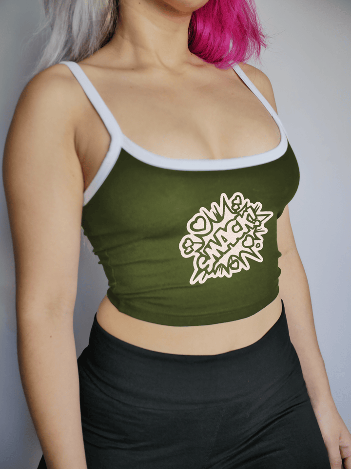 PixelThat Punderwear Tops Olive / Small Smack Crop Top