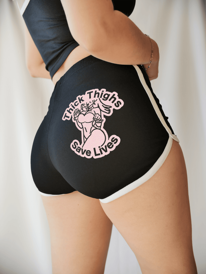 PixelThat Dolphin Shorts Black / S Thick Thighs Save Lives Dolphin Shorts