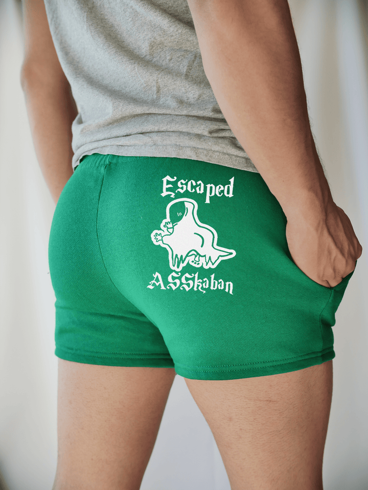 PixelThat Punderwear Shorts Kelly Green / S / Back Escaped ASSkaban Men's Gym Shorts