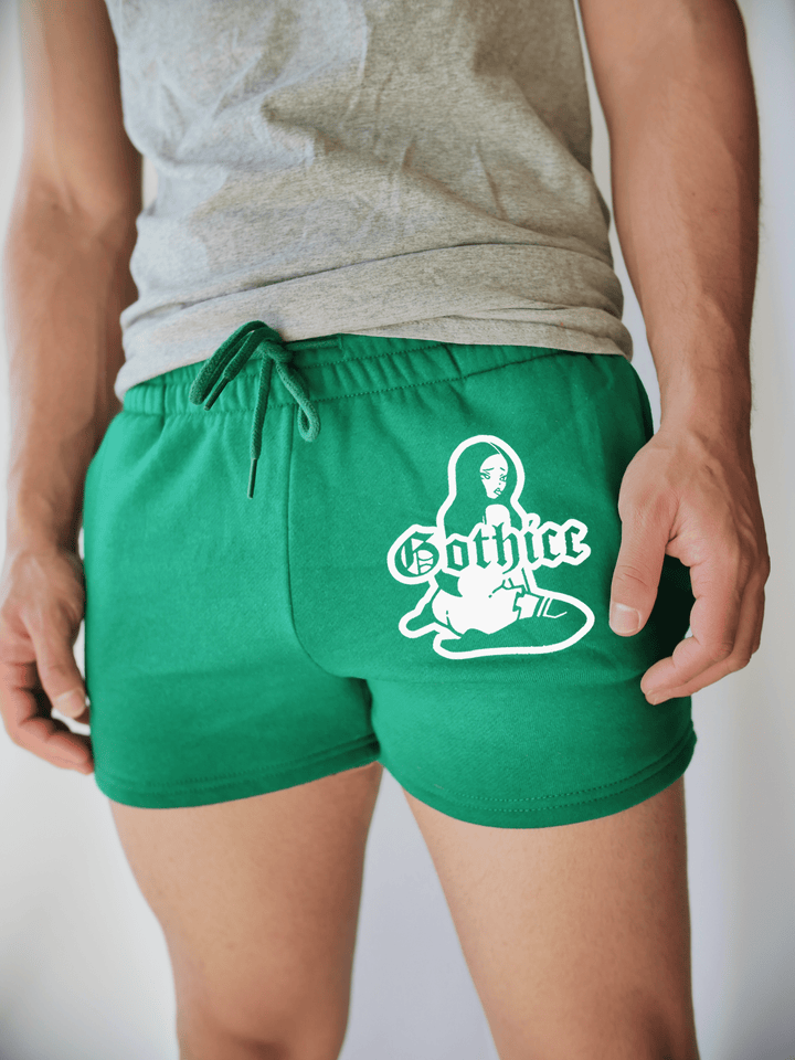PixelThat Punderwear Shorts Kelly Green / S / Front Gothicc Men's Gym Shorts