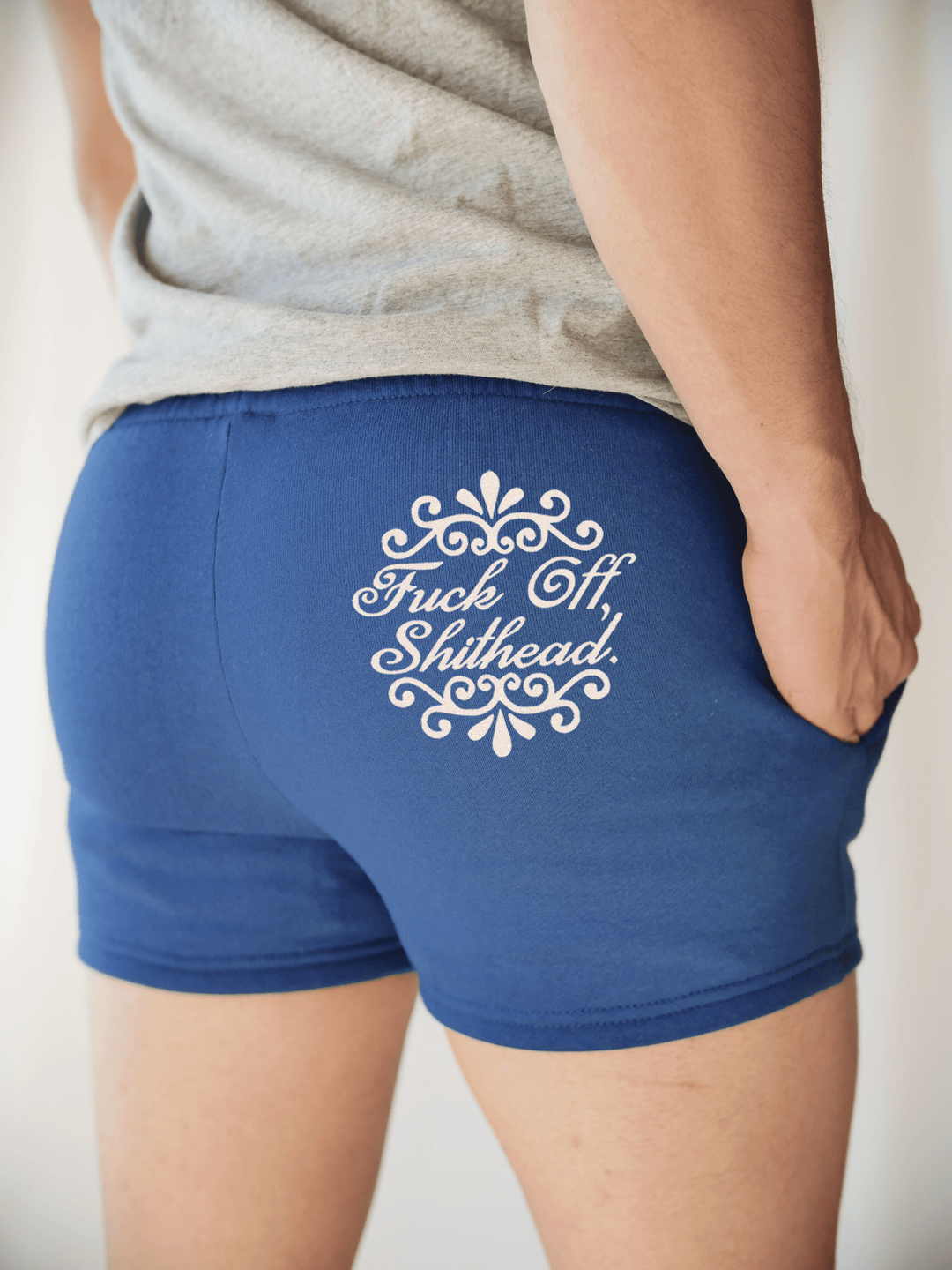 PixelThat Punderwear Shorts Royal Blue / S / Back F*ck Off Sh*thead Men's Gym Shorts