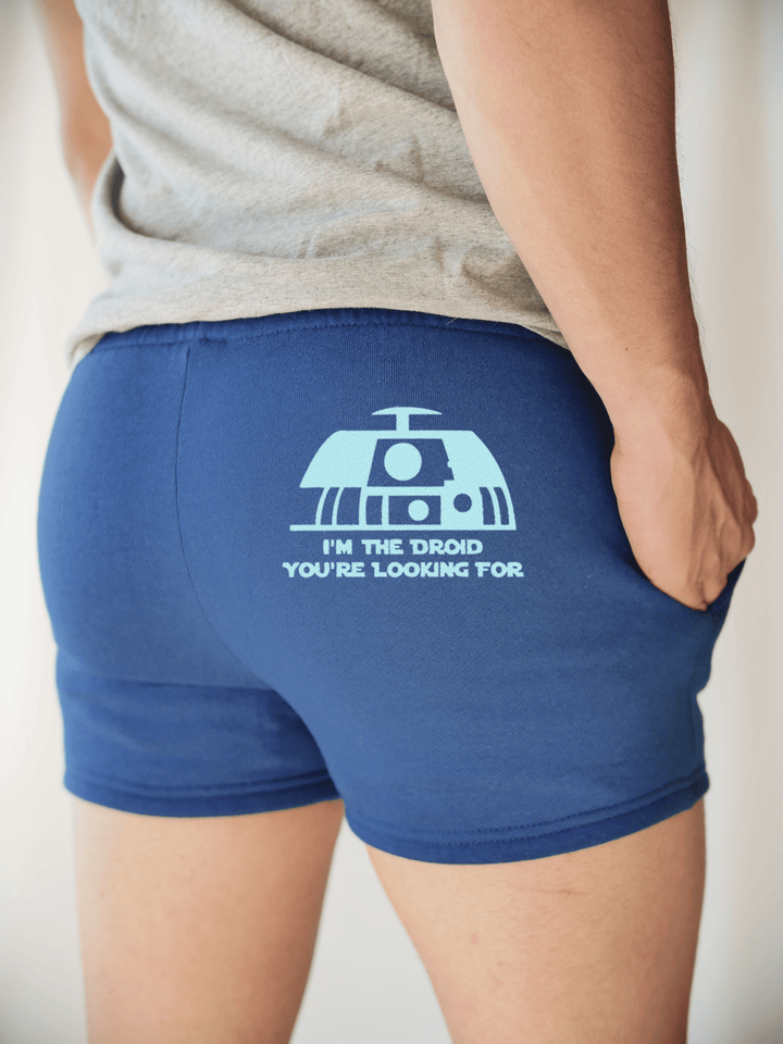 PixelThat Punderwear Shorts Royal Blue / S / Back I'm The Droid Men's Gym Shorts