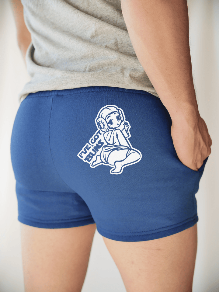 PixelThat Punderwear Shorts Royal Blue / S / Back I've Got Buns Men's Gym Shorts