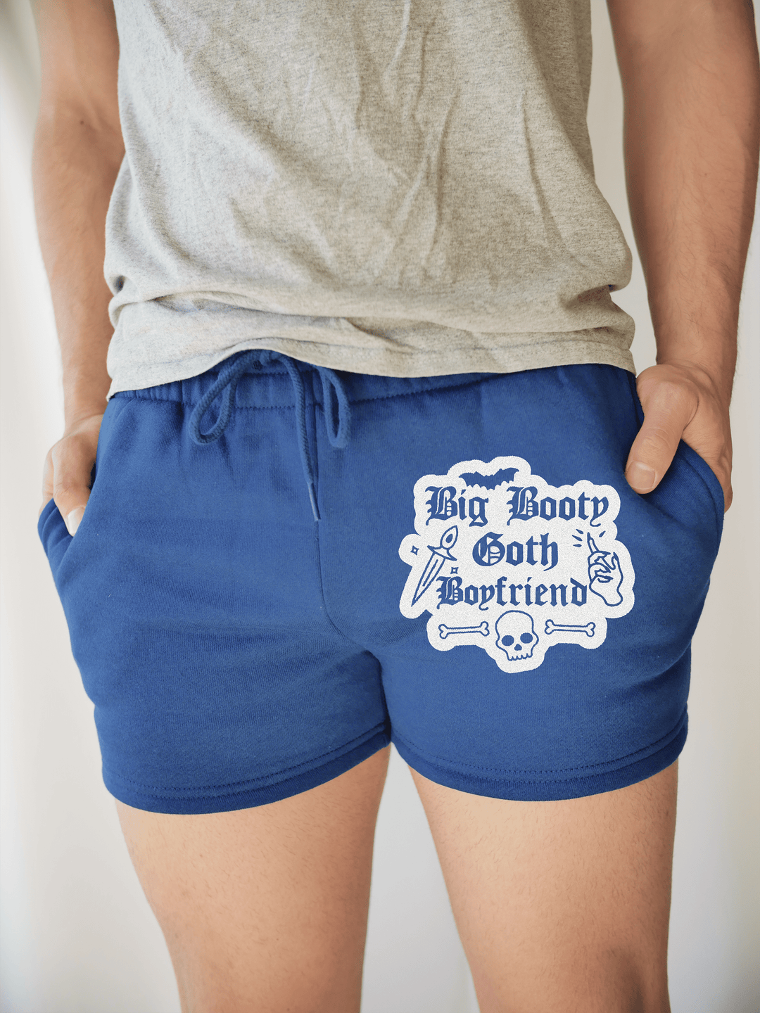 PixelThat Punderwear Shorts Royal Blue / S / Front Big Booty Goth Boyfriend Men's Gym Shorts
