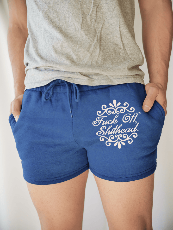 PixelThat Punderwear Shorts Royal Blue / S / Front F*ck Off Sh*thead Men's Gym Shorts