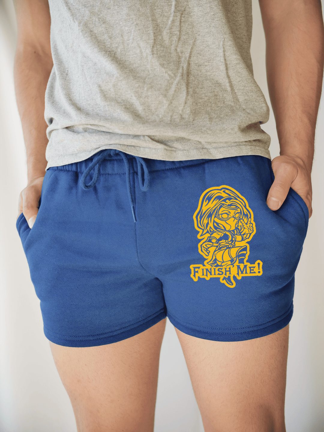 PixelThat Punderwear Shorts Royal Blue / S / Front Finish Me Men's Gym Shorts