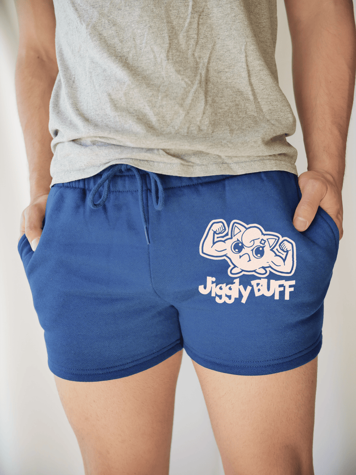 PixelThat Punderwear Shorts Royal Blue / S / Front JigglyBuff Men's Gym Shorts